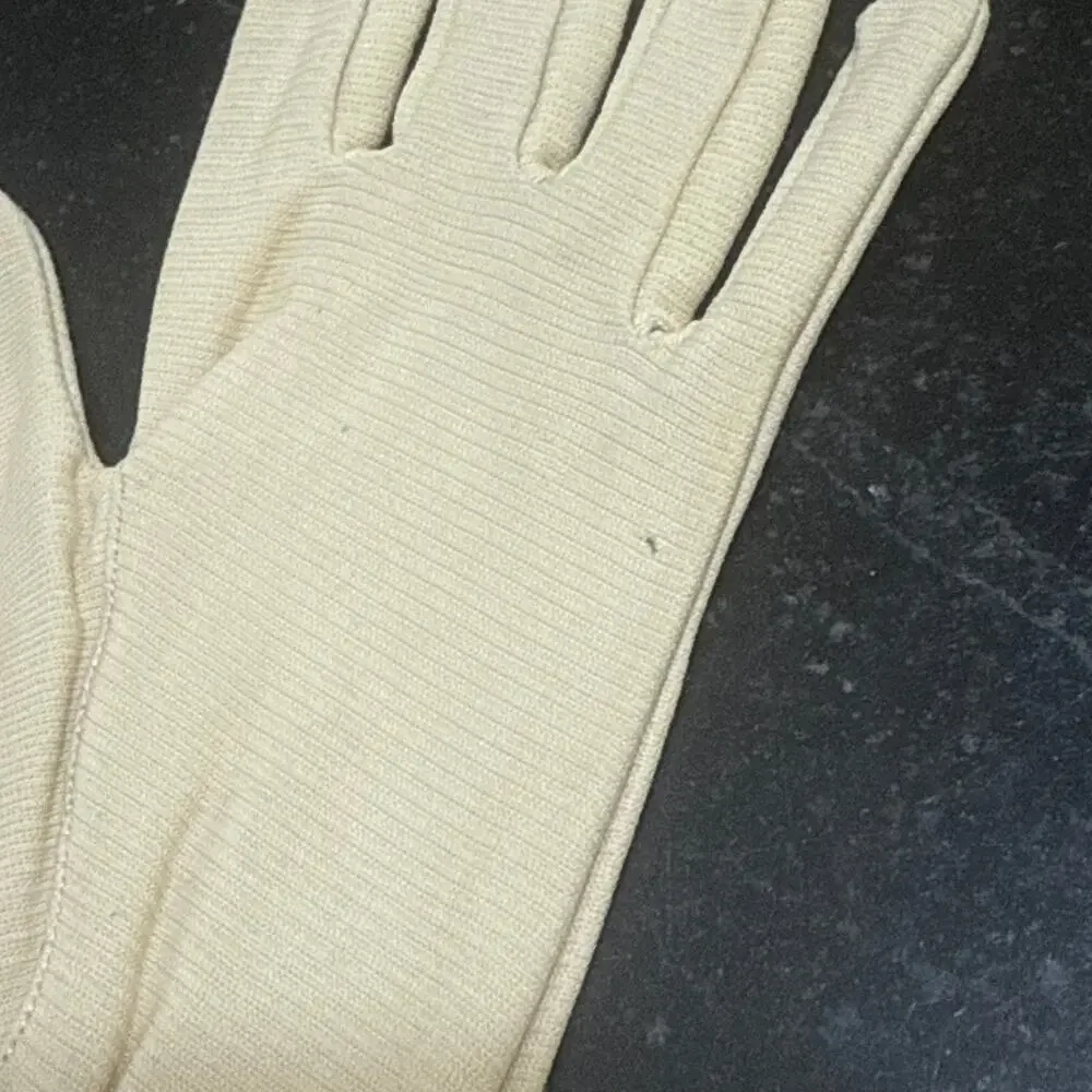 Vintage 50s Van Raalte Cream Cotton Gloves Starburst Embroidery Size 7.5